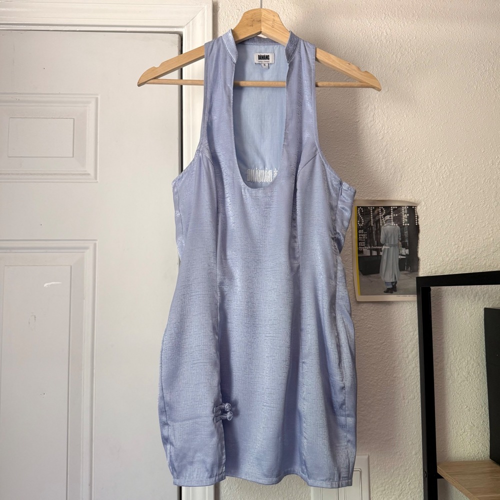 DAWANG lilac lavender periwinkle sarin scoop mandarin sleeveless mini dress